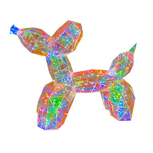 Figura de Perro Globo Iridiscente Prismático con Luces LED, Alimentación USB, Diseño Minimalista para Decoración de Bodas y Pascua, Hecho a Mano - Product Image 1