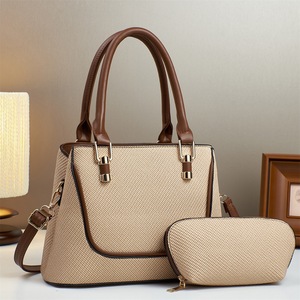 Bolso de hombro cruzado para <span class=keywords><strong>mujer</strong></span> con cremallera y patrón tejido, conjunto de dos piezas con contraste de color, gran capacidad, para el día a día, novedad 2026 - Product Image 3