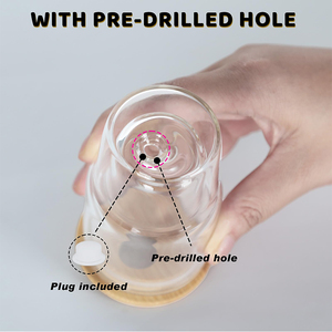 Wholesale 3 Oz Pre Drilled Blank Sublimation Double Wall Mini Snow Globe Glass Tumbler <strong>Shot</strong> Glasses With Bamboo Lid <strong>Straw</strong> - Product Image 2