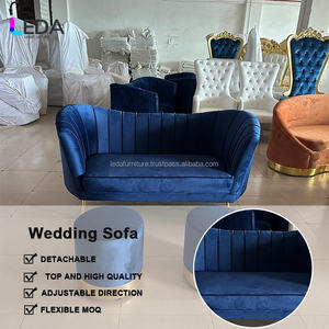 Juego de Sofás de Terciopelo Azul Elegante de Nuevo Diseño LEDA, Sofá Combinado con Cubierta de Acero Inoxidable para Bodas, Hoteles y Salas de Estar - Product Image 4