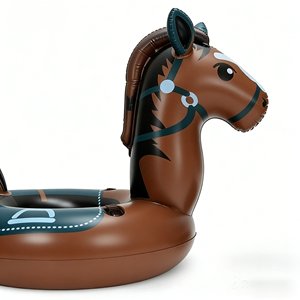 Flotador Inflable de Caballo Marrón para Piscina para Adultos con Portavasos, Agarradera, Cuerda y Asiento de Malla Cómodo - Product Image 2