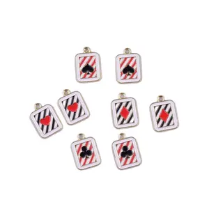 Enamel Heart Poker Card Charms Playing Card Charms Rectangle Pendants for Necklace Bracelet Jewelry Making