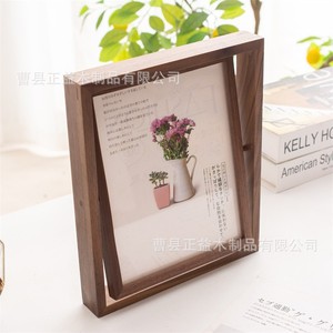 Rotatable <b>Black</b> Walnut Wood <b>Photo</b> <b>Frame</b> 8x10 Vertical Handmade Tabletop Decor For Living Room Bedroom Study - Product Image 1