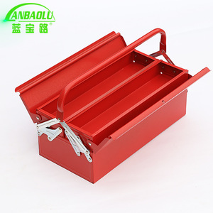 Lanbaolu Toolbox Iron 265mm 2 Compartments Portable Red - Product Image 1