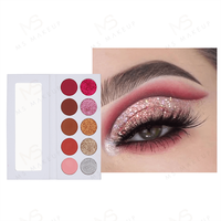 Palet Eyeshadow 10 Warna Putih Pigmentasi Tinggi Label Pribadi Shimmer Glitter Powder Mudah Dihapus Tahan Air