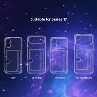 Casing Handphone Akrilik Kristal Transparan dengan Tempat Kartu untuk iPhone 17 16 Pro Max, Dompet Kartu Handphone
