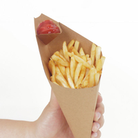 Usine Logo personnalisé motif de qualité alimentaire résistant à l'huile jetable crème glacée bulle gaufre frites cône boîte d'emballage