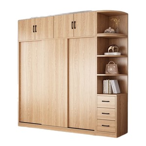 <b>Sliding</b> Door Wardrobe All Solid Wood Large Storage Bedroom Furniture For Home Rental <b>Small</b> Apartments Children Use - Product Image 1