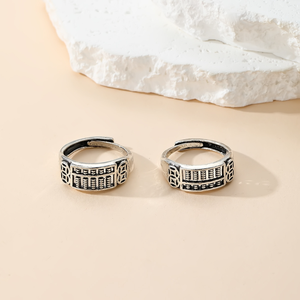 Anillo de Plata con Cuentas de Ábaco y Moneda de la Fortuna, Joyería de Feng Shui Chino, Anillo Ajustable Tallado para Atraer la Riqueza - Product Image 4