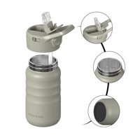 Thermos unique de 12 oz à isolation sous vide, anti-fuite, en acier inoxydable, bouteille d'eau pour enfants avec paille et couvercle pour l'école