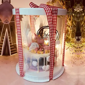 6 8 10 Zoll Großhandel Custom Multi-Size Transparente Hohe Kuchen boxen Bäckerei Klar Runde Weihnachten Geburtstag Hochzeits torte Pop Box