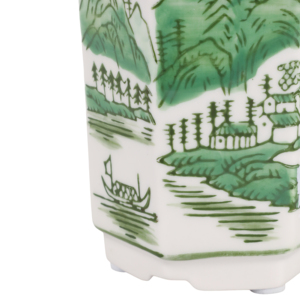 Ceramic Scented <b>Candle</b> Bowl Chinoiserie Green Landscape <b>Small</b> Votive Decor Indoor Outdoor Accent - Product Image 6