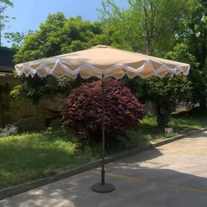Logotipo gratis Poste de madera <span class=keywords><strong>Lona</strong></span> <span class=keywords><strong>Impermeable</strong></span> Patio Piscina Sol Jardín Playa Sombrillas al aire libre Paraguas con borlas - Product Image 4