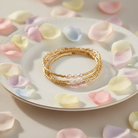 Bracelets en acier inoxydable et plaqués or PVD faits à la main, avec des perles de perles d'eau douce naturelles, ensembles de bracelets pour femmes