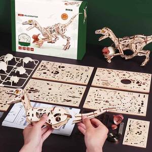 CPC certifié Robotime <span class=keywords><strong>Rokr</strong></span> bricolage assembler des jouets de dinosaures <span class=keywords><strong>en</strong></span> <span class=keywords><strong>bois</strong></span> LD01 Kits de modèles Velociraptor Puzzles 3D - Product Image 3