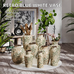 Jarrón de Cerámica Moderno de Alta Gama, Azul y Blanco, Ecológico, Estilo Oriental, para Mesa, para Navidad, Estilo Chino Moderno, para Flores Frescas y Agua - Product Image 2