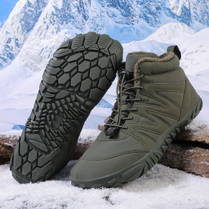 Bottes d'hiver unisexes, hauteur cheville, bout rond, tige synthétique, doublure en fourrure, semelle extérieure en caoutchouc antidérapante, semelle intermédiaire en EVA chaude - Product Image 4