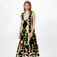 Robe longue à fleurs respirantes en viscose imprimée de style ethnique de style modeste pour un usage quotidien ou un style de vacances à la mode pour l'Aïd