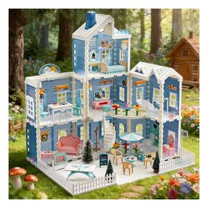 Casa de Muñecas de Plástico para Jugar en Interiores con Piscina, Tobogán, Ascensor, Muebles de Mansión, Regalo para Niñas y Niños, Diversión Familiar - Product Image 4