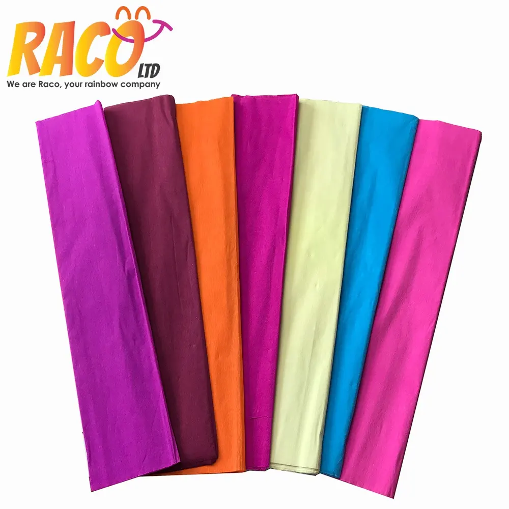 Raco रंगीन क्रेप कागज में कृत्रिम फूल DIY आसान शिल्प कस्टम जीएसएम पैक रोल Handwork सजावट