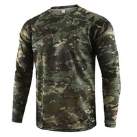 Camiseta Deportiva de Manga Larga Unisex para Invierno, Impermeable, Cortavientos, Transpirable, con Estampado HD de Camuflaje, de Secado Rápido