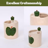 Tasse à café expresso 10oz en porcelaine 3D motif pomme, peinte à la main, décontractée, compatible lave-vaisselle, pour cuisine et salle à manger, verte