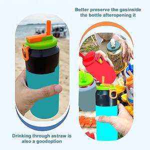 Soda có thể có nắp đậy với Silicone rơm leakproof nước giải khát có thể bao gồm chống bụi tái sử dụng Silicone đồ uống có thể rơm Nắp - Product Image 4