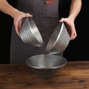 304 Stainless Steel Salad Bowl Thick Hammered V Shaped Bowl For Party Dessert Ice Noodle - Product Image 1