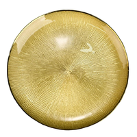 Assiettes de présentation en verre motif rayures or rose élégantes de style américain, service de table de luxe pour salades, cuisine, fêtes, mariages, hôtels