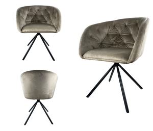 Chaise de salle à manger pivotante en velours de luxe avec pieds en métal, chaise de cuisine moderne pour la maison et <span class=keywords><strong>le</strong></span> bureau, pivotant à <span class=keywords><strong>180</strong></span> degrés - Product Image 4