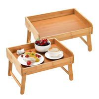 Plateau de nourriture Portable de haute qualité plateau de collation en bois Table pratique plateau en bois pliant avec pieds pliants