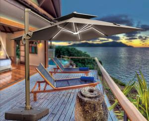 Waterproof Large Cantilever Umbrella with Solar <b>Panel</b> <b>Lighting</b> - Product Image 4