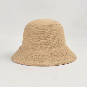 Simple Casual Fine Hand Hook Raffia Straw Bucket Hat Women Summer Sun Shade <b>Sunscreen</b> Outdoor Sun Bucket Hat Straw Hat - Product Image 5