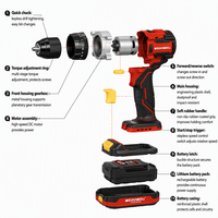 Perceuse à percussion sans fil WEDO de qualité industrielle et DIY avec moteur sans balais, couple maximal de 280 Nm, outil électrique portable alimenté par batterie