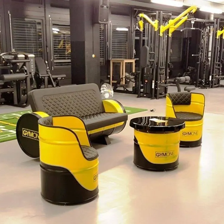 Промышленные современные обеденные стулья, кожаный металлический Железный масляный барабан, скамейка для ресторана, кожаный диван