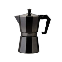 Cafetière Moka en aluminium octogonale noire, style italien, pour la préparation de l'espresso sur le poêle, pour la maison et la cuisine