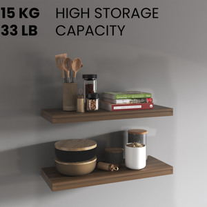 Floating Shelves <b>Light</b> Brown 2 Shelves 1.50 In H Wall Mount Storage Display Rack - Product Image 6