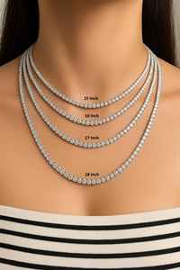 Round Shape Moissanite 925 Silver Tennis <b>Necklace</b> Dainty <b>Statement</b> Elegant Anniversary Engagement Party Jewelry Gift Style - Product Image 2