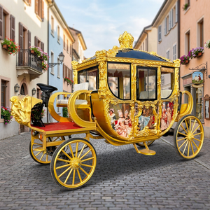 La Última Carroza de Lujo Personalizada para Bodas, sin Caballos, de 4 Ruedas, Dorada, Eléctrica, Real, para Paseos Turísticos - Product Image 1