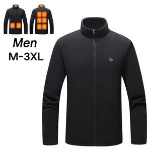 Giacca termica termica in <span class=keywords><strong>pile</strong></span> nero polare cappotto ricaricabile per riscaldamento intelligente vestiti invernali caldi per donna uomo - Product Image 4