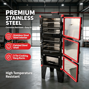Four à fumage commercial en acier inoxydable de qualité supérieure avec 3 niveaux de grilles et coque peinte pour grillades en extérieur - Product Image 1