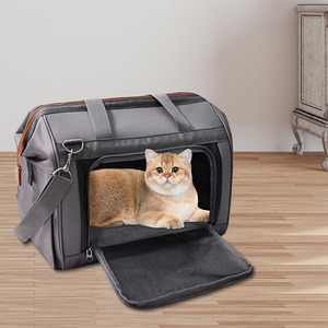 Luxe 2-<span class=keywords><strong>en</strong></span>-1 Pliable Pet Carrier Respirant T400 Tissu <span class=keywords><strong>avec</strong></span> Fermeture à Glissière Solide Motif Petits Chiots Moyens et Chat Sac - Product Image 1