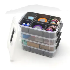29651 4 Ebenen Kunststoff Stapelbar Craft Aufbewahrung sbox Tool Organizer Art Supply Container mit Griff