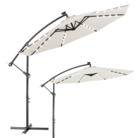 3M Extérieur Jardin Rond Banane Cantilever Parasol Suspendu LED Patio Parapluie café parapluies