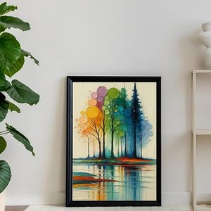 Kit di Pittura Acrilica Artistica Moderna Songwoo, <span class=keywords><strong>Arte</strong></span> Minimalista Astratta con Foresta Arcobaleno e <span class=keywords><strong>Riflessi</strong></span> <span class=keywords><strong>d</strong></span>'Acqua, Dipingi con i Numeri - Product Image 1