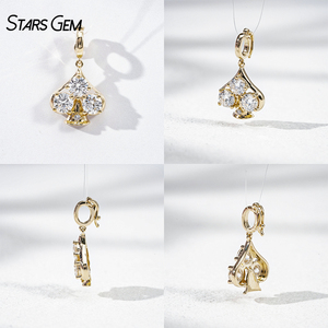 StarsGem Colgante de Oro Sólido de 10K con Diamante Cultivado en Laboratorio, Diseño de As de Picas, Cierre Universal, Joyería de Moda Unisex - Product Image 4