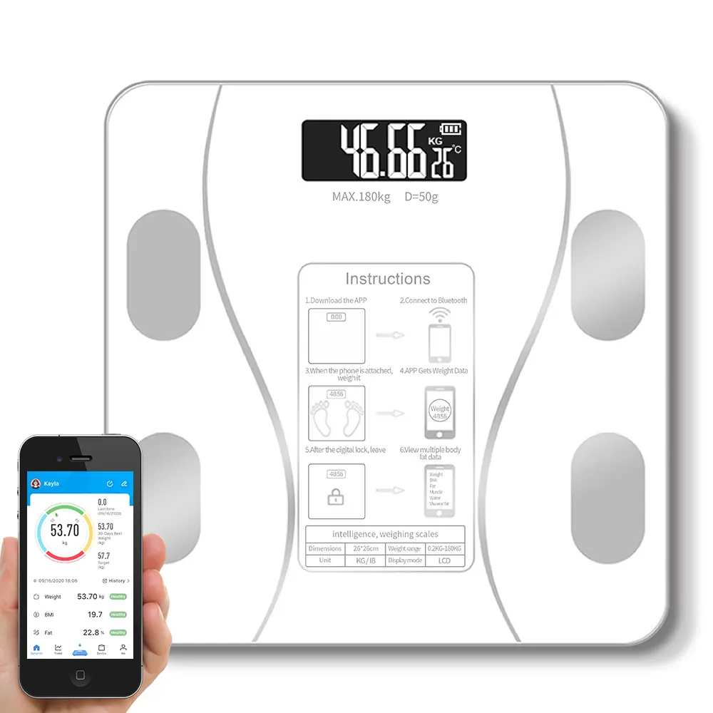 Oem/Odm Badkamer Lichaamsvet Schaal Digitale Bmi Gewicht Weegschalen Lcd Display Body Index Elektronische Smart Weegschalen