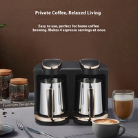 StarLux Commerce Extérieur – Nouvelle Machine à Café et Lait Électrique Intelligente à Double Tasse en Acier Inoxydable, 4 Tasses, Contrôle de Température, Norme Européenne