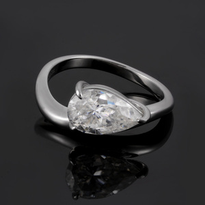 Bague pour femme en diamant/moissanite de laboratoire en forme de poire, certifiée IGI/GRA, 1 carat, 2 carats, 3 carats, argent 925, or 9k-18k - Product Image 4