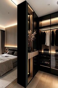 Vermonhouzz <span class=keywords><strong>Dressing</strong></span> sur mesure de luxe avec porte vitrée et éclairage LED intelligent, armoire de rangement modulaire pour villa - Product Image 4